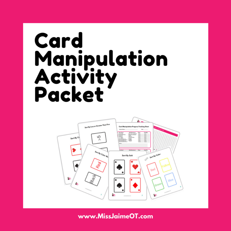 Card Manipulation Activity Packet for Occupational Therapy
